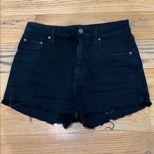 black jean shorts